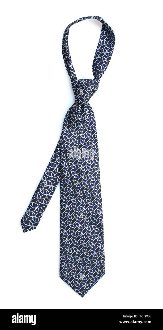 Elegant blue tie isolated on white Stock Photo - Alamy