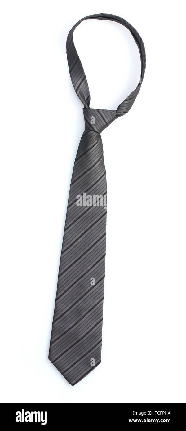 Elegant grey tie isolated on white Stock Photo Alamy
