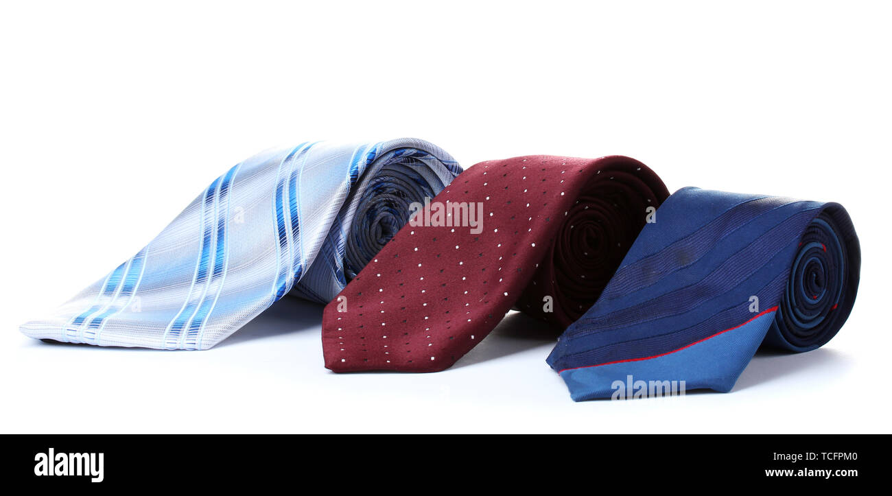 bright rolled ties isolated on white Stock Photo