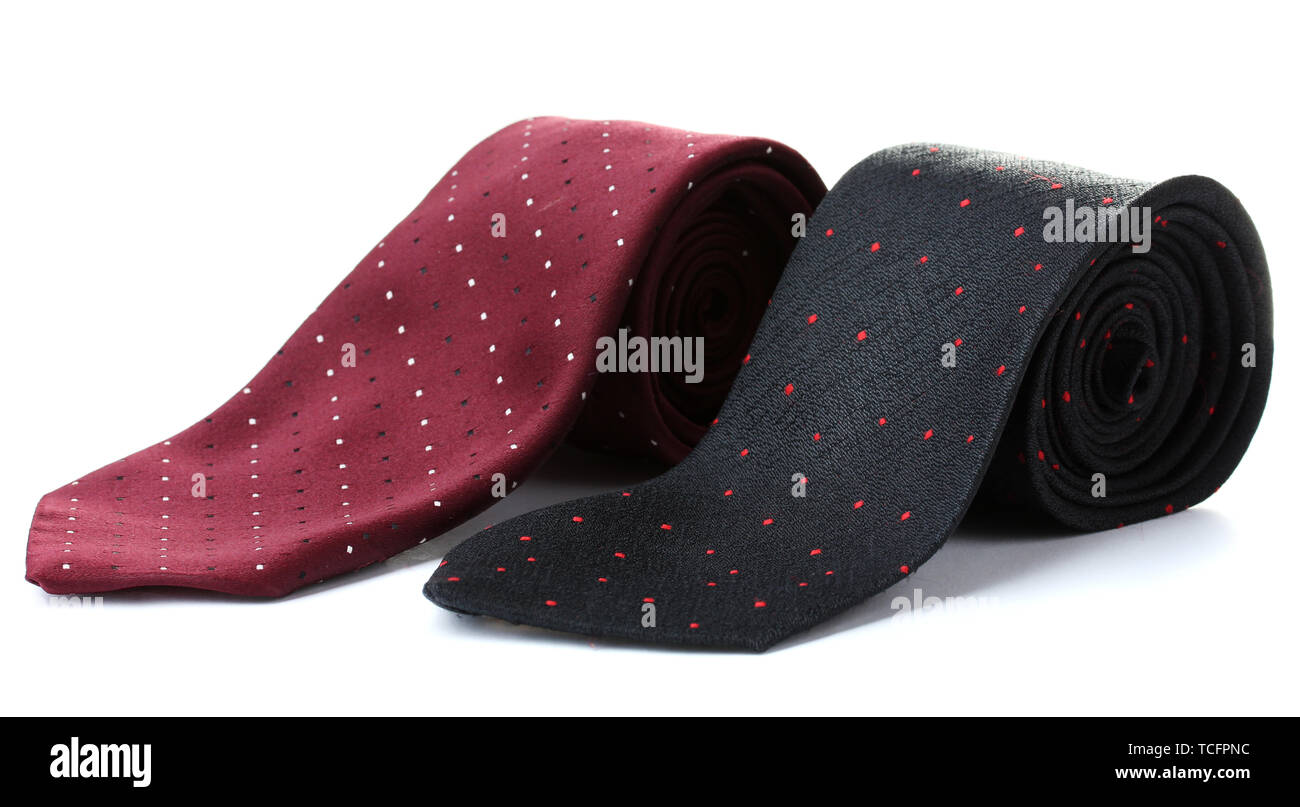 black and red rolled ties isolated on white Stock Photo