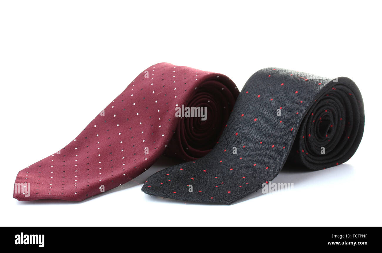 black and red rolled ties isolated on white Stock Photo