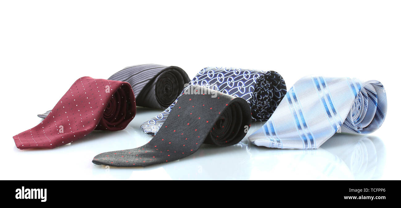 bright rolled ties isolated on white Stock Photo