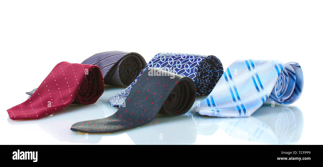 bright rolled ties isolated on white Stock Photo