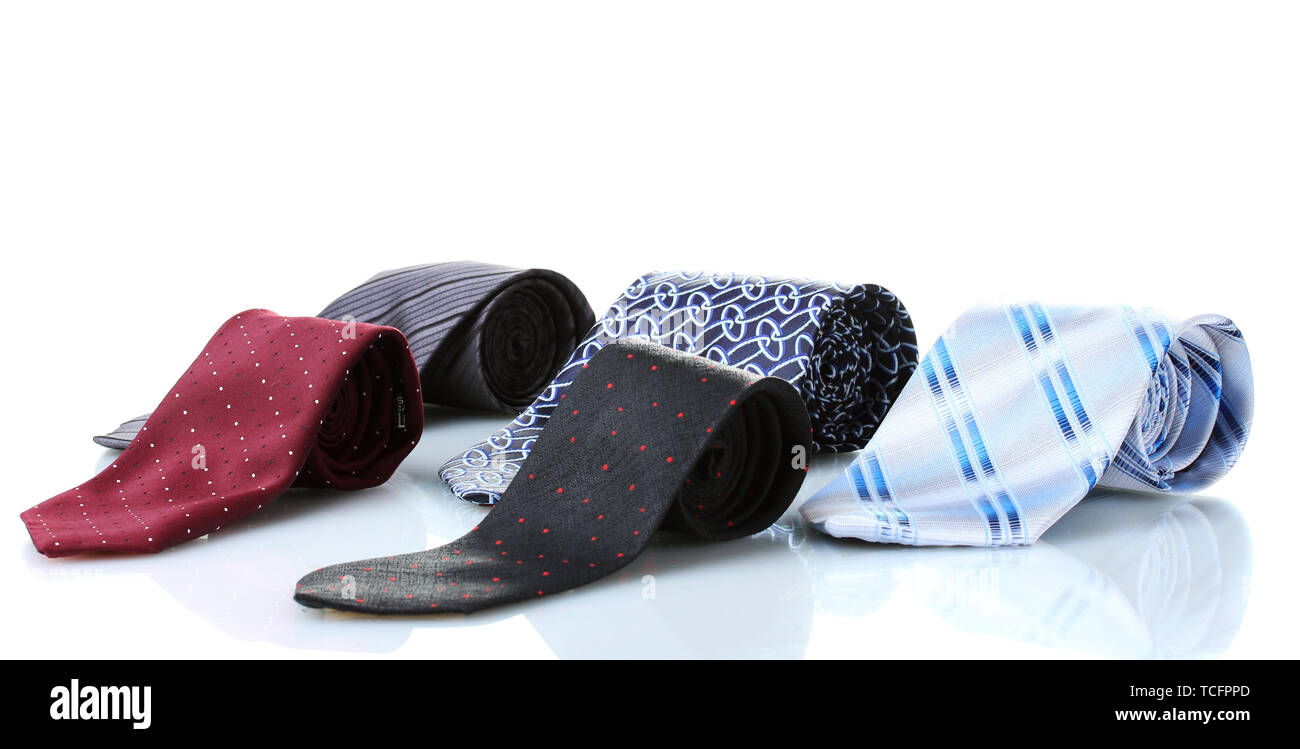 bright rolled ties isolated on white Stock Photo