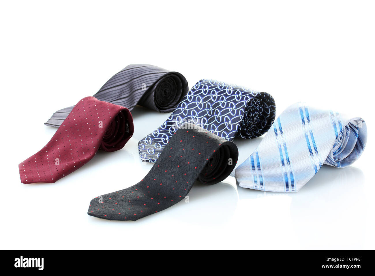 bright rolled ties isolated on white Stock Photo
