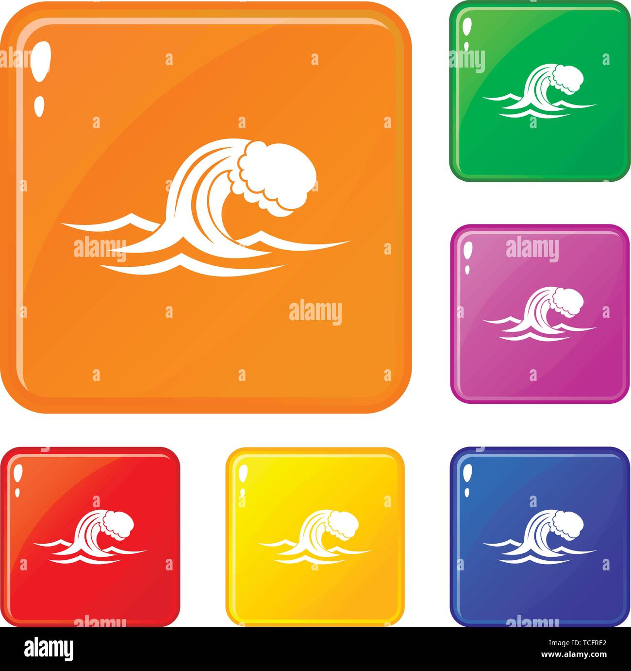 Foamy wave icons set vector color Stock Vector Image & Art - Alamy