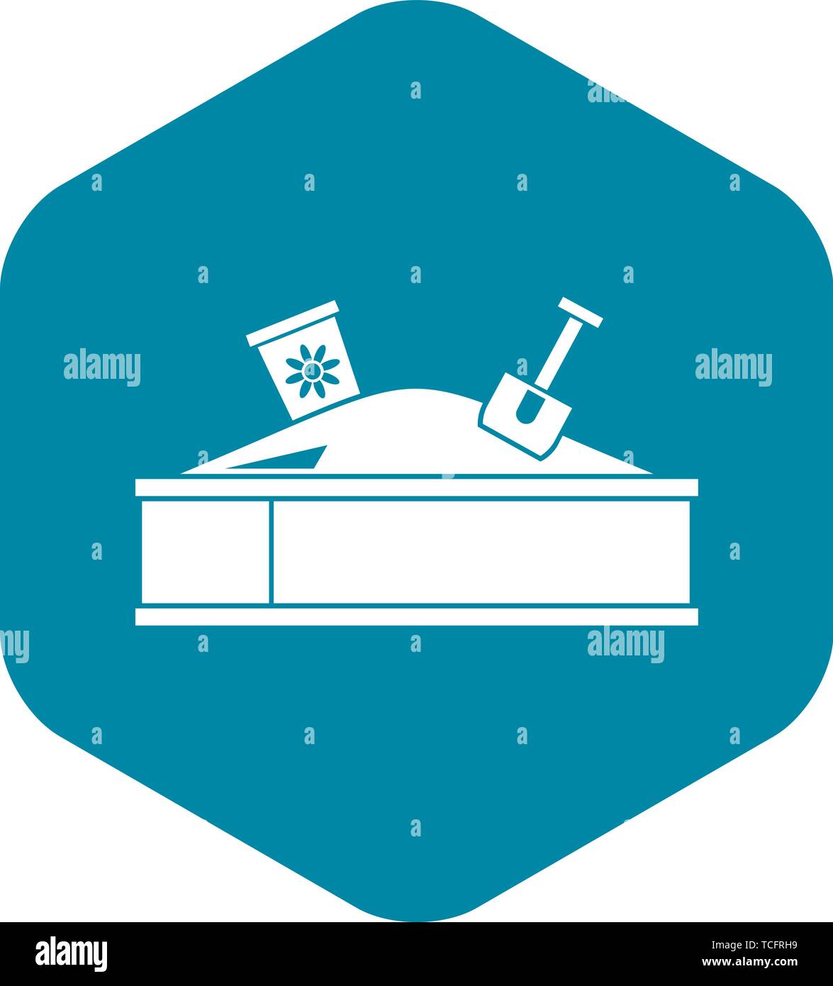 Sandbox with bucket and shovel icon, simple style Stock Vector Image ...