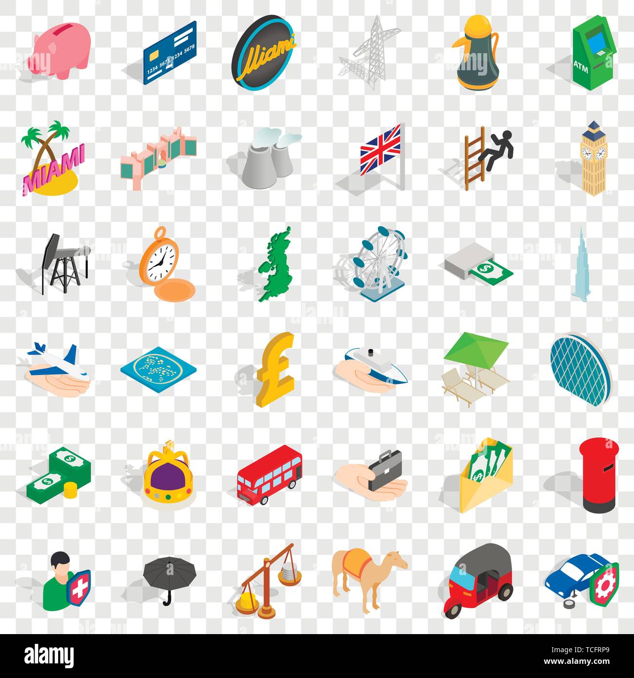 Auto icons set, isometric style Stock Vector