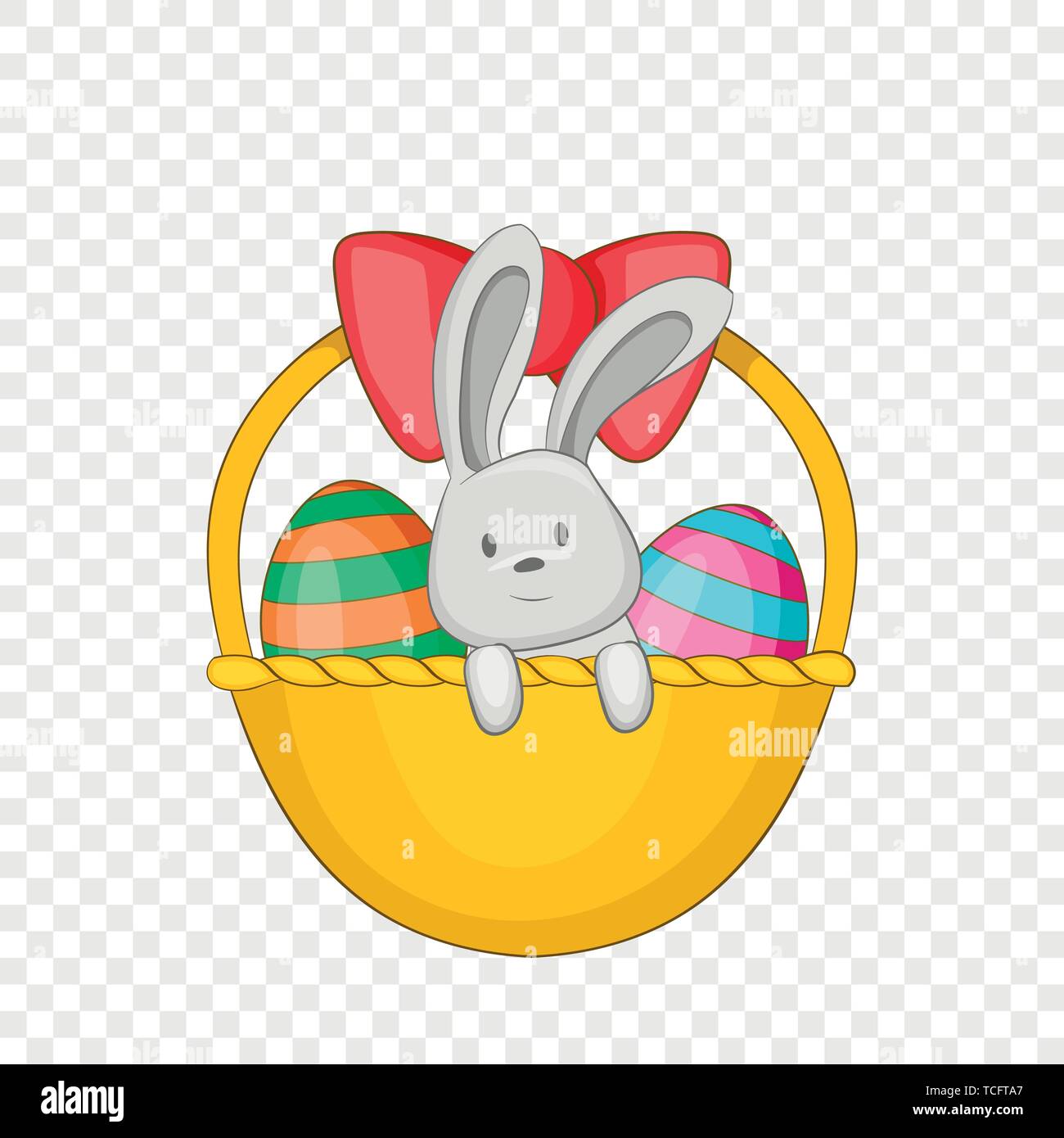Easter bunny basket icon, cartoon style Stock Vector