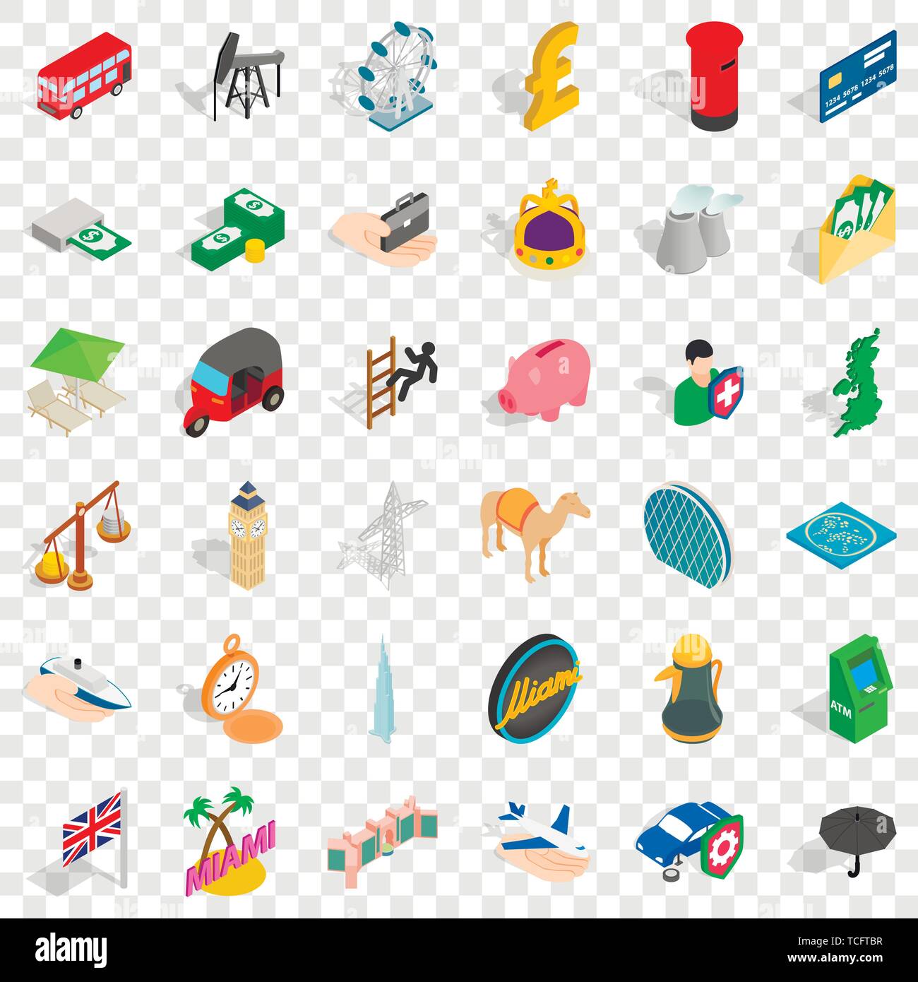 Palm tree icons set, isometric style Stock Vector