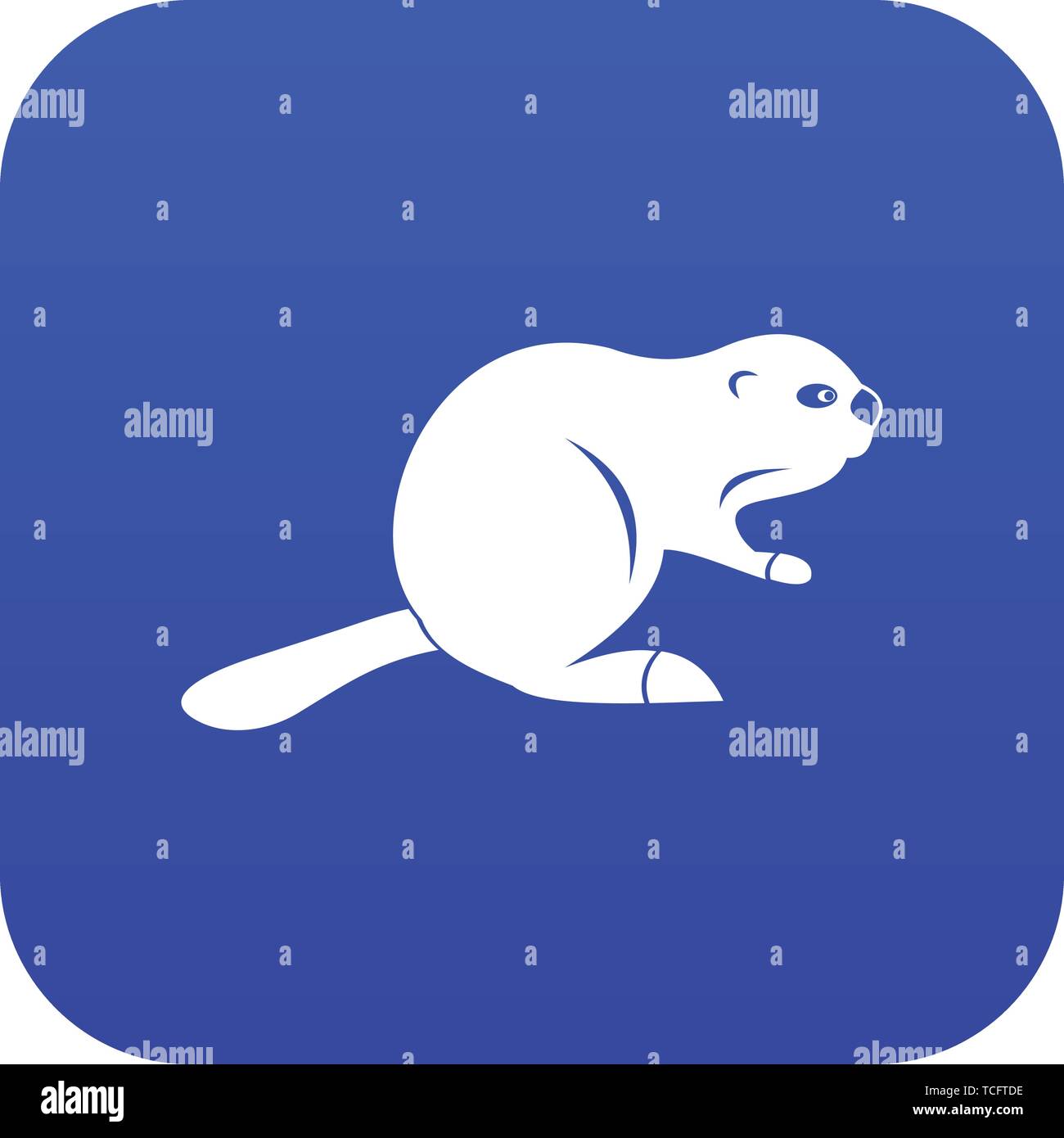 Canadian beaver icon digital blue Stock Vector