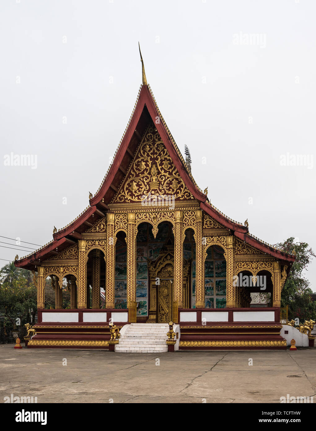 Wat Manorom - an ancient Buddhist temple in Luang Prabang Laos Stock ...