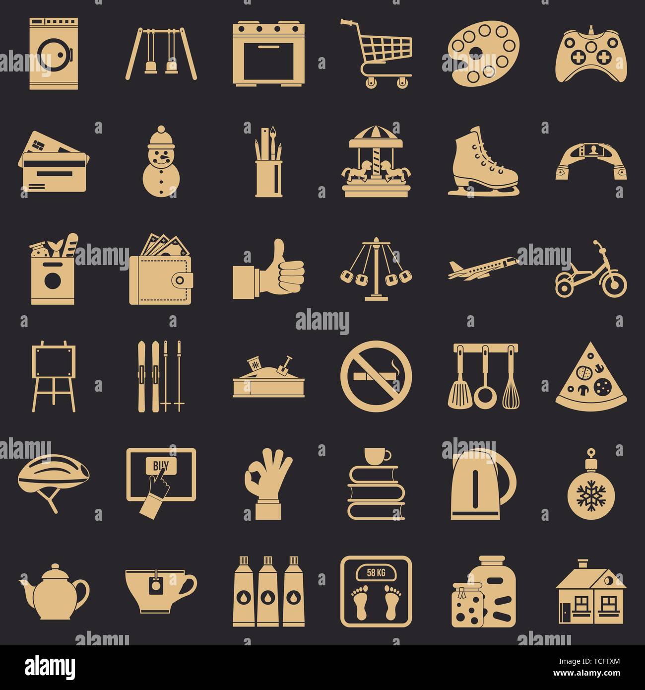 Long childhood icons set, simple style Stock Vector Image & Art - Alamy