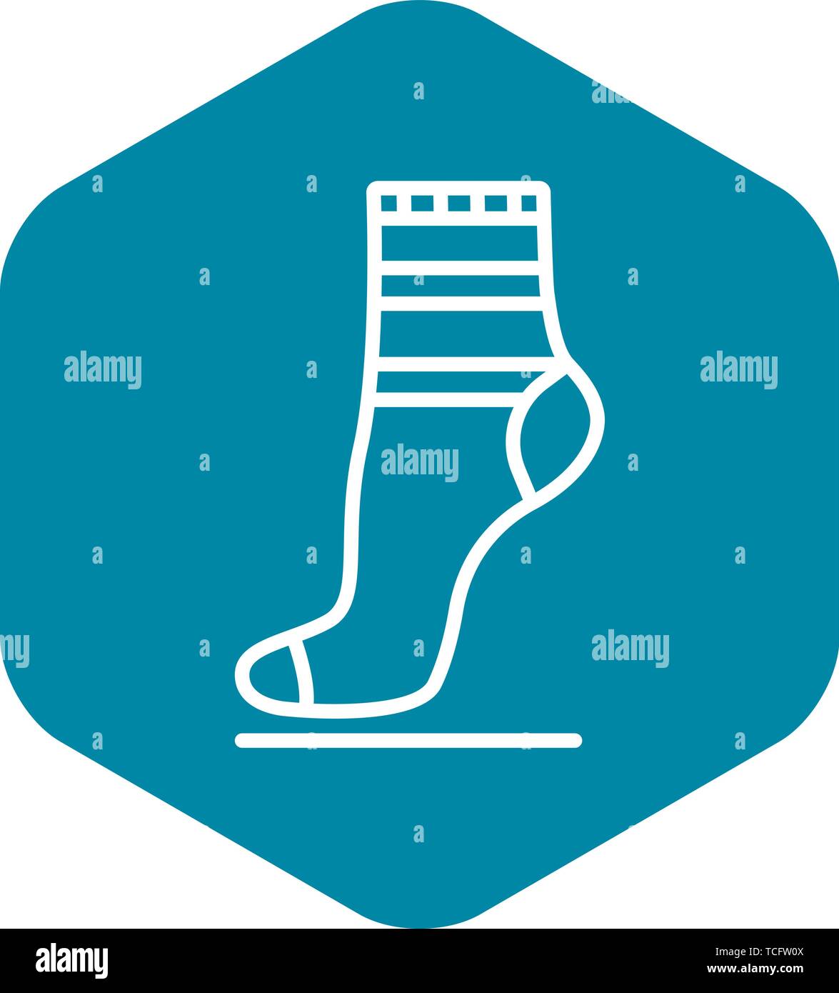 Textile sock icon, outline style Stock Vector