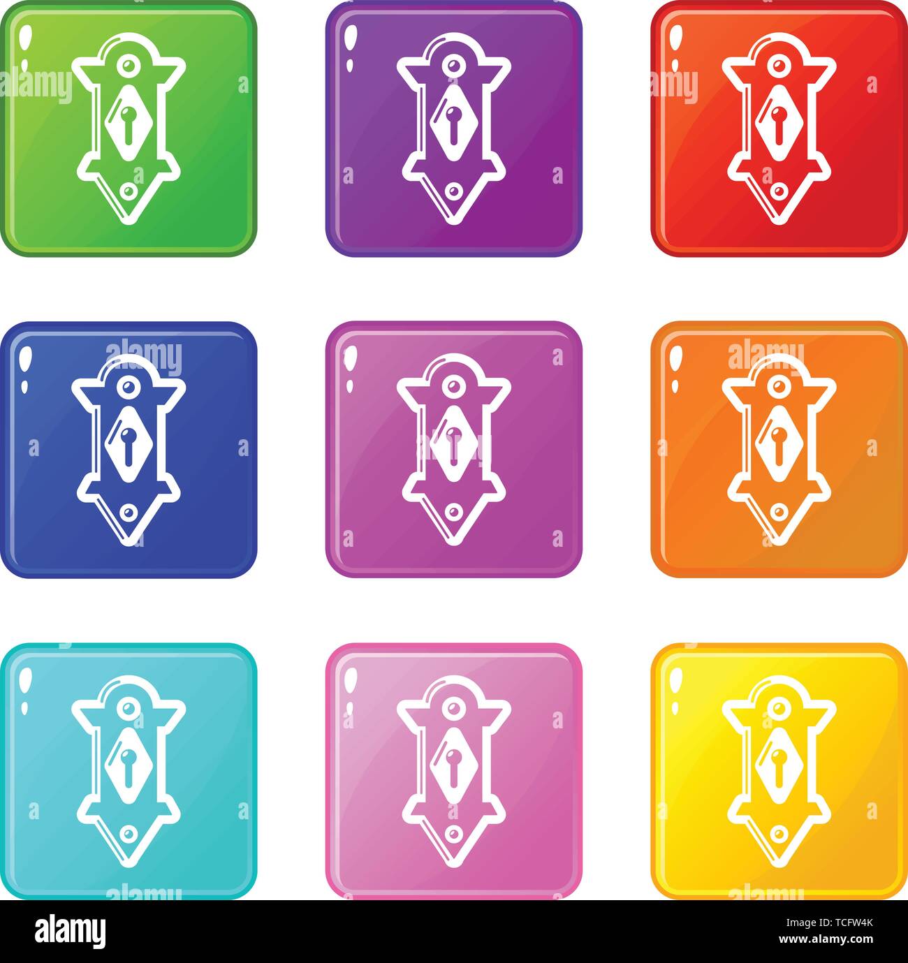 Lock door icons set 9 color collection Stock Vector Image & Art - Alamy