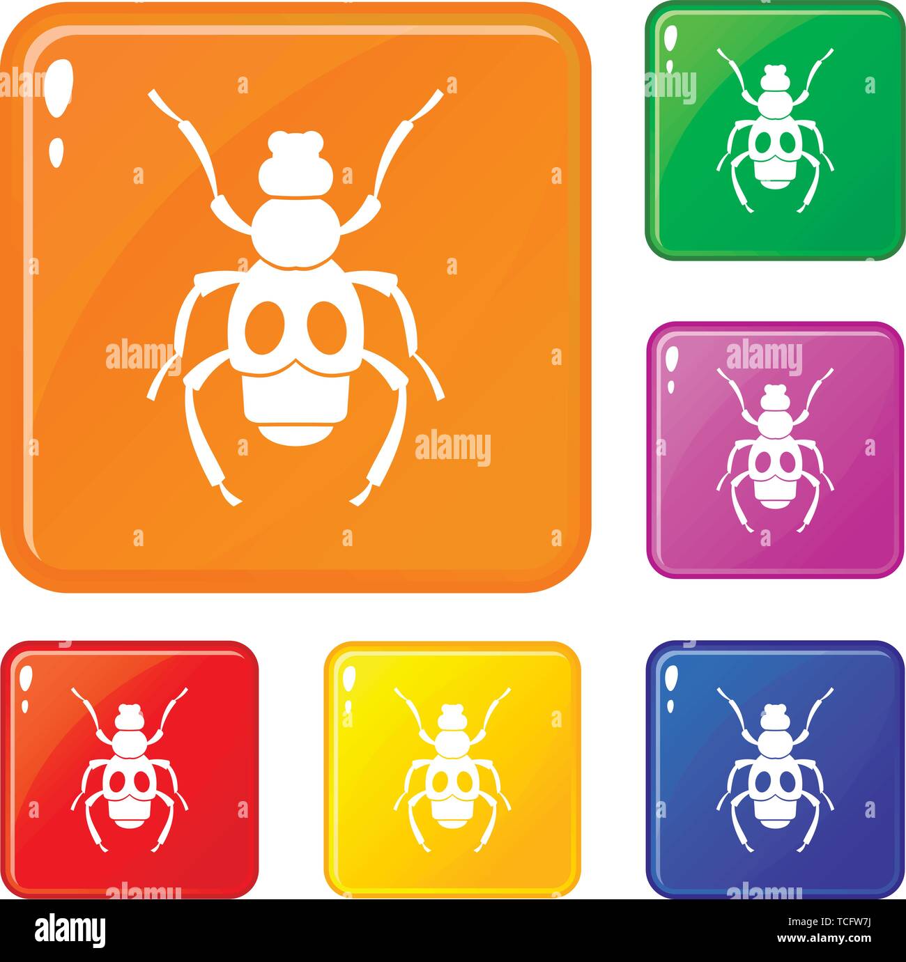Beetle insect icons set vector color Stock Vector Image & Art - Alamy