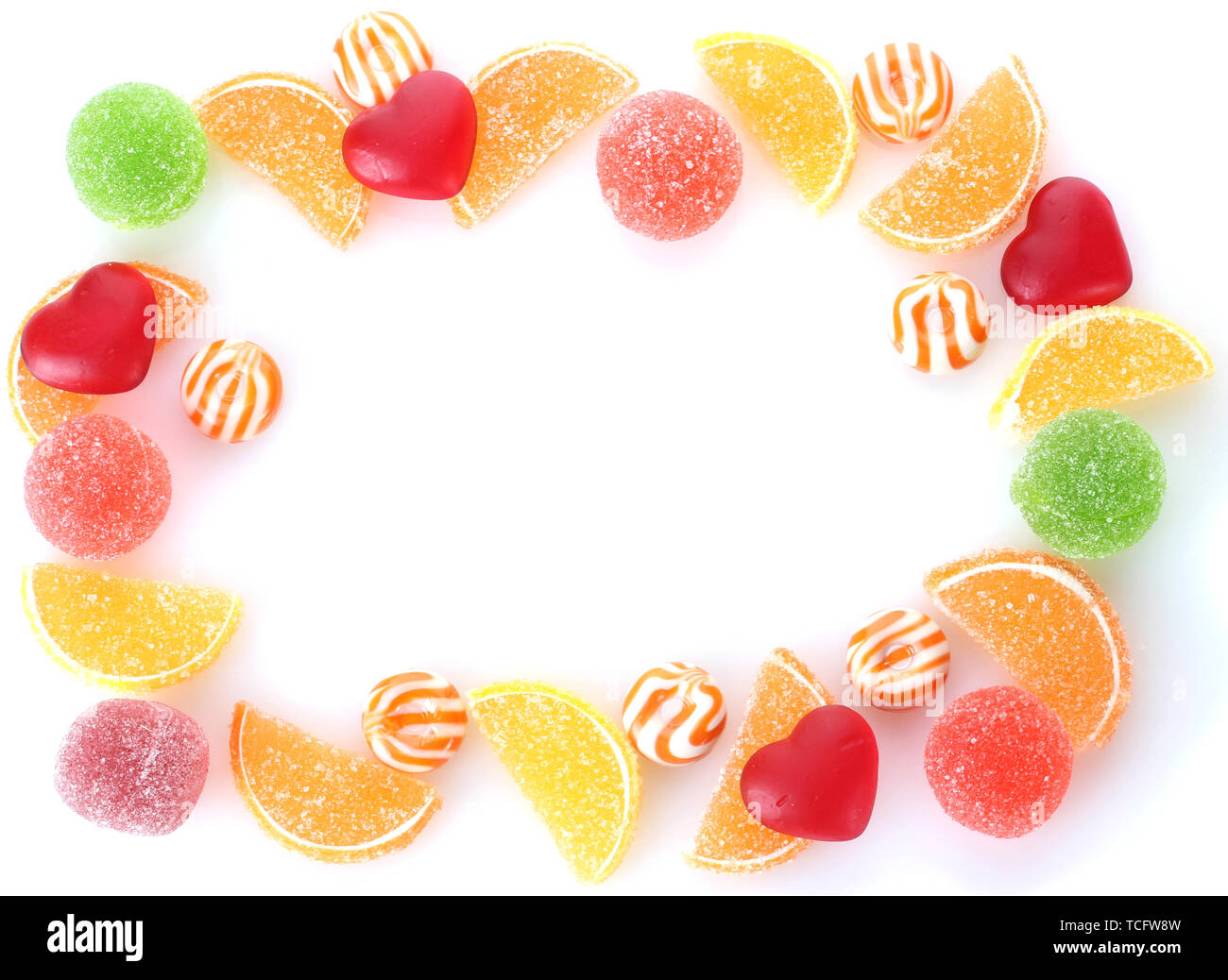 frame of colorful jelly candies isolated on white Stock Photo - Alamy
