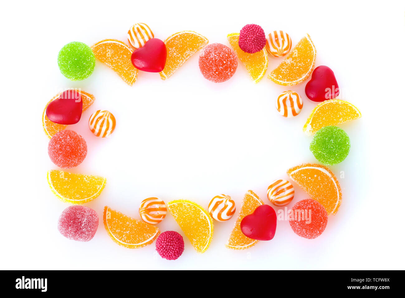 frame of colorful jelly candies isolated on white Stock Photo - Alamy