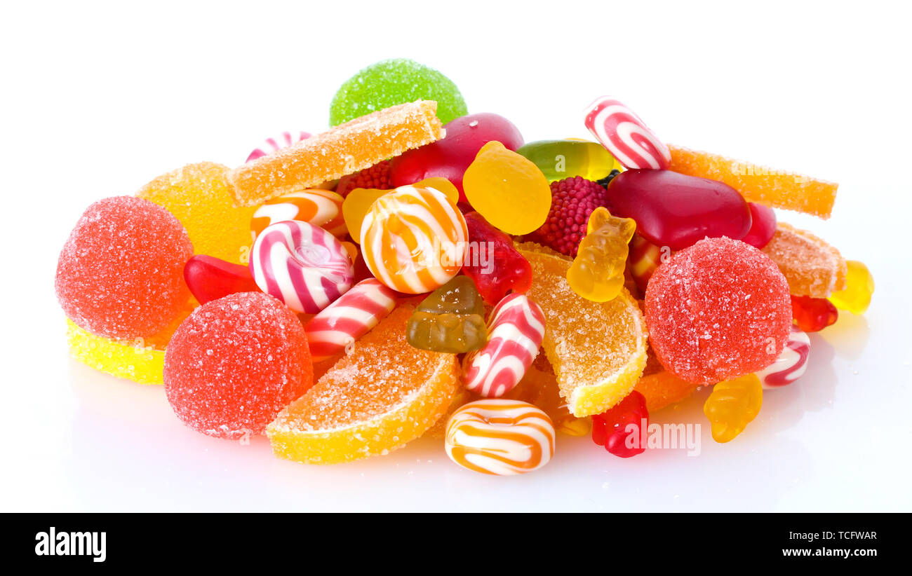 colorful jelly candies isolated on white Stock Photo - Alamy