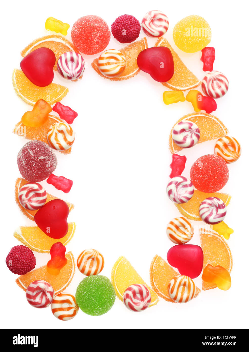 frame of colorful jelly candies isolated on white Stock Photo - Alamy