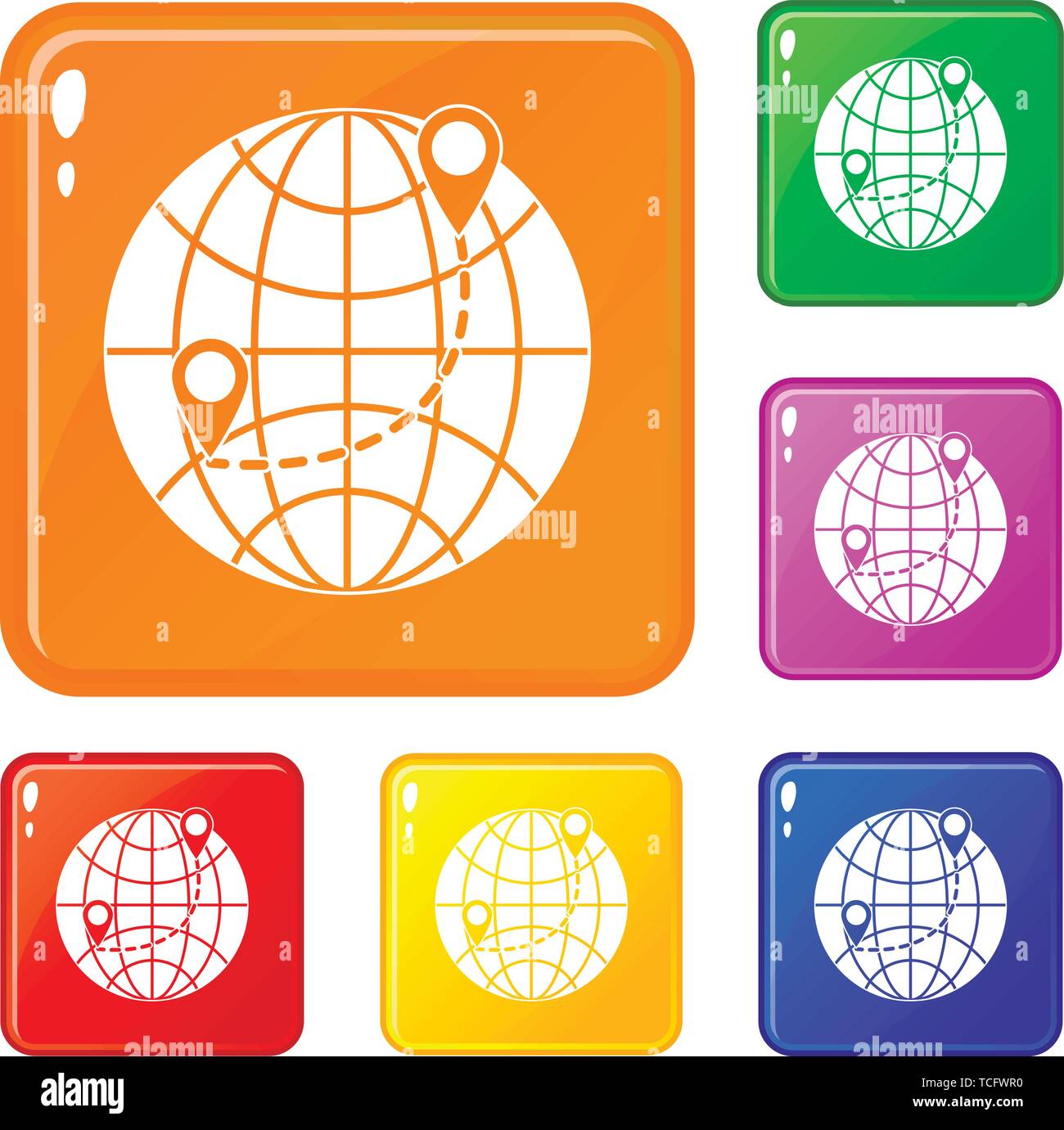 Globe icons set vector color Stock Vector Image & Art - Alamy