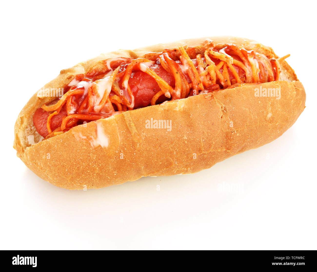Appetizing hot dog isolated on white Stock Photo