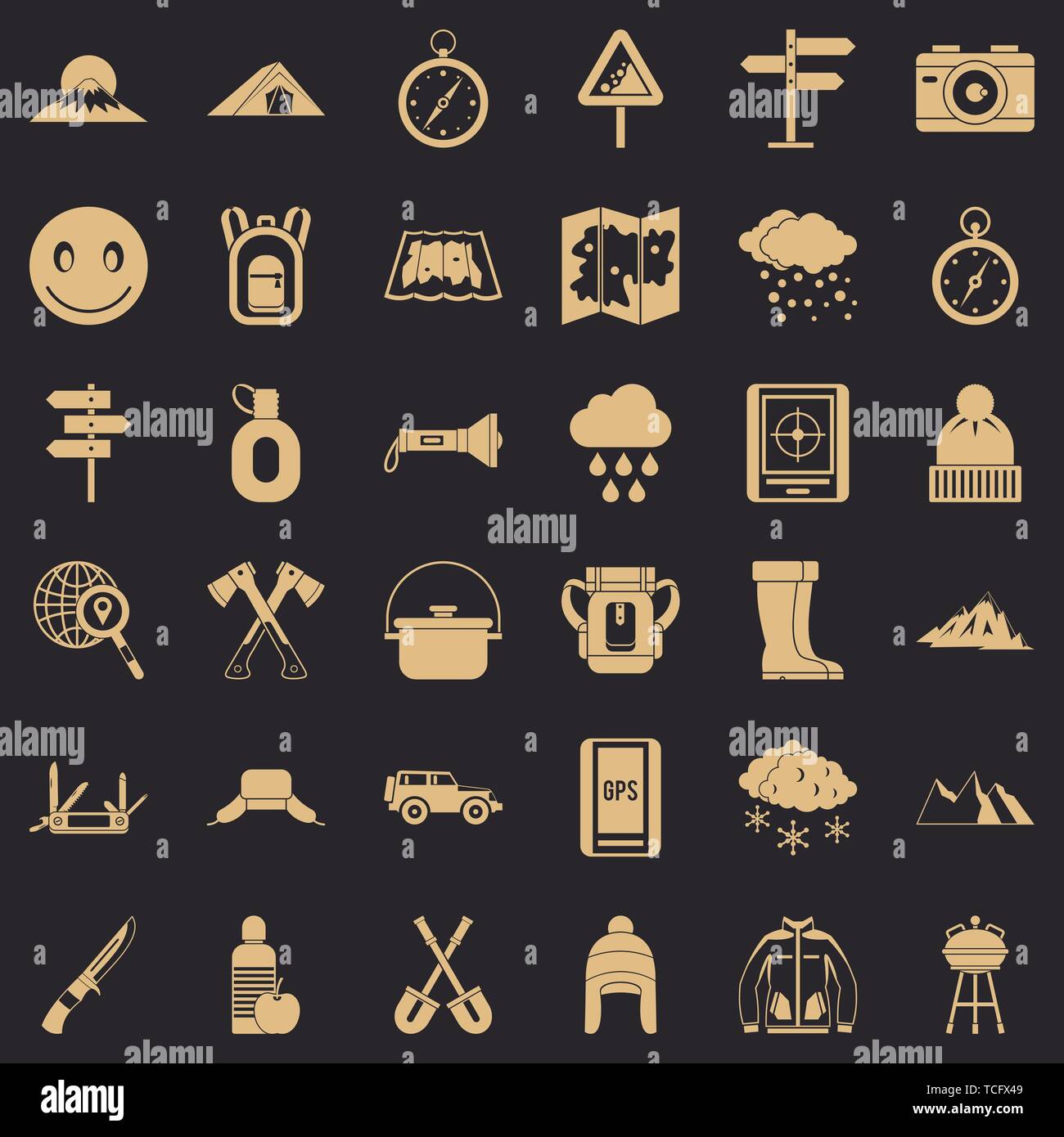 Mountain tourism icons set, simple style Stock Vector Image & Art - Alamy