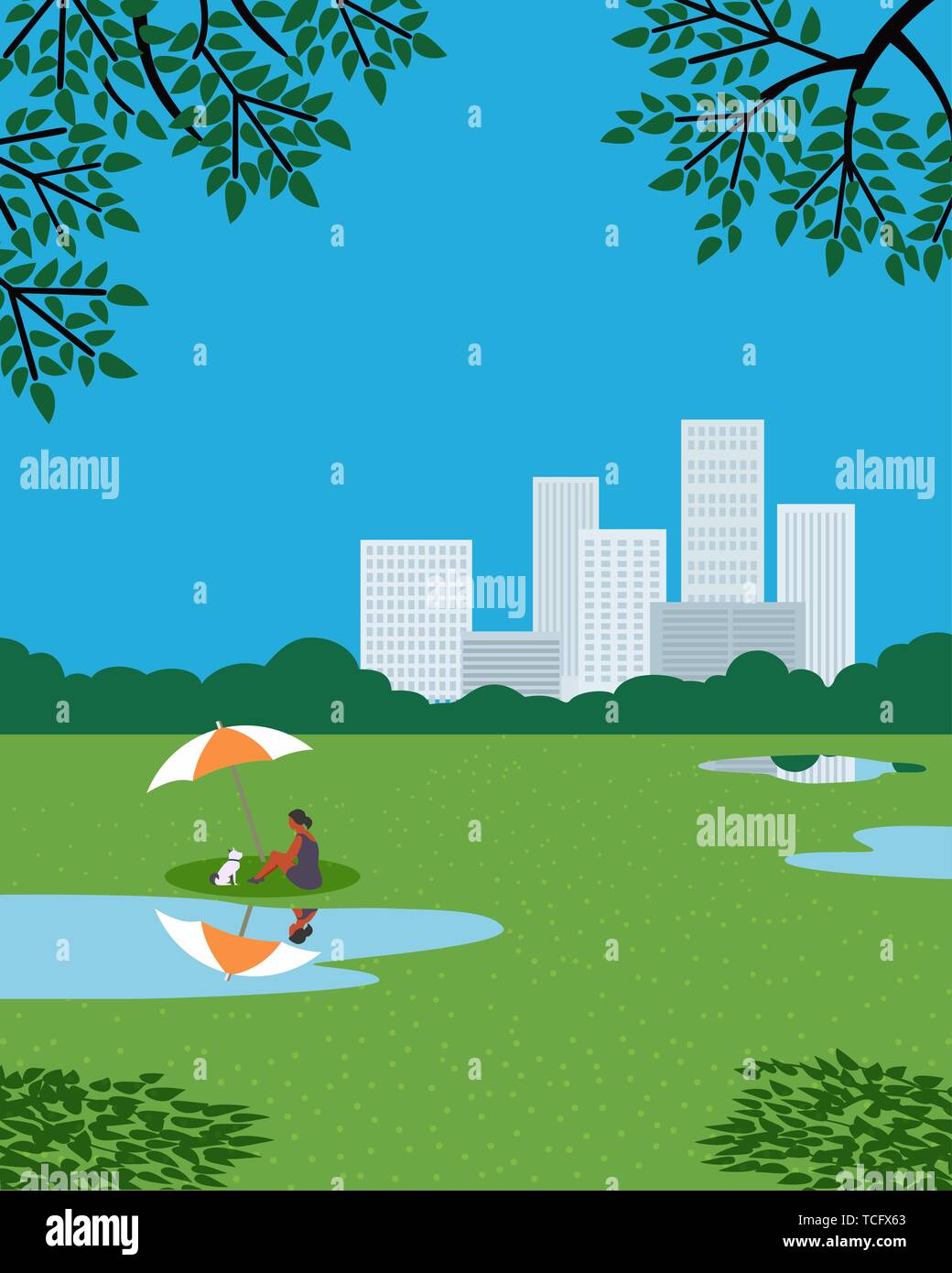Rest in city garden flat color vector poster Stock Vector Image & Art ...