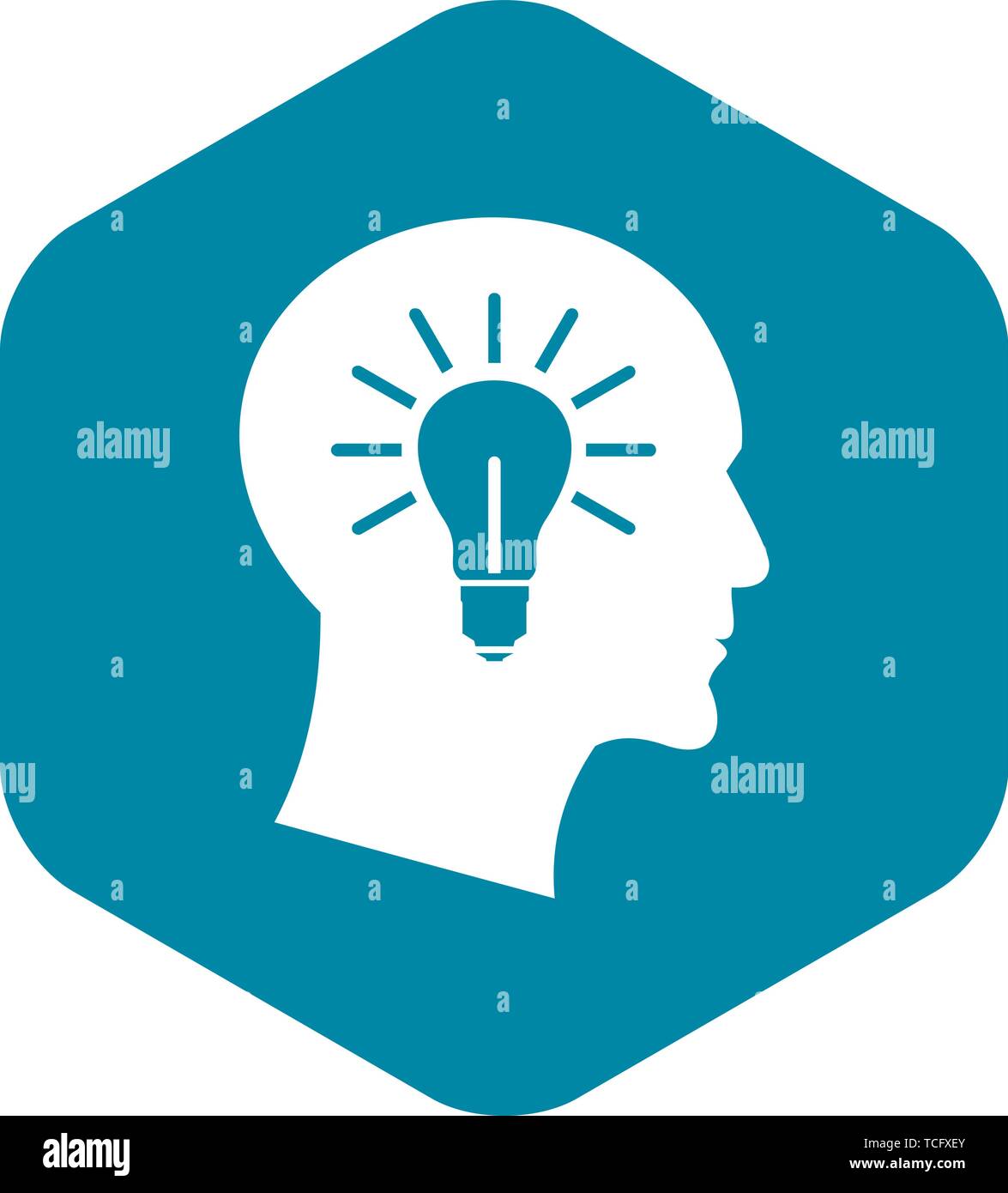 Light bulb inside head icon, simple style Stock Vector Image & Art - Alamy