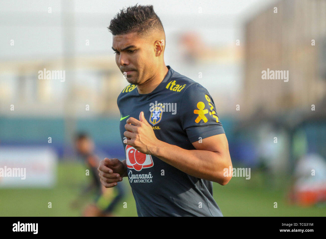 Porto Alegre, Brazil. 7th June, 2019. Training session of the Brazilian national football team - Casemiro before their international game against Honduras on 9th June Credit: Action Plus Sports/Alamy Live News Stock Photo