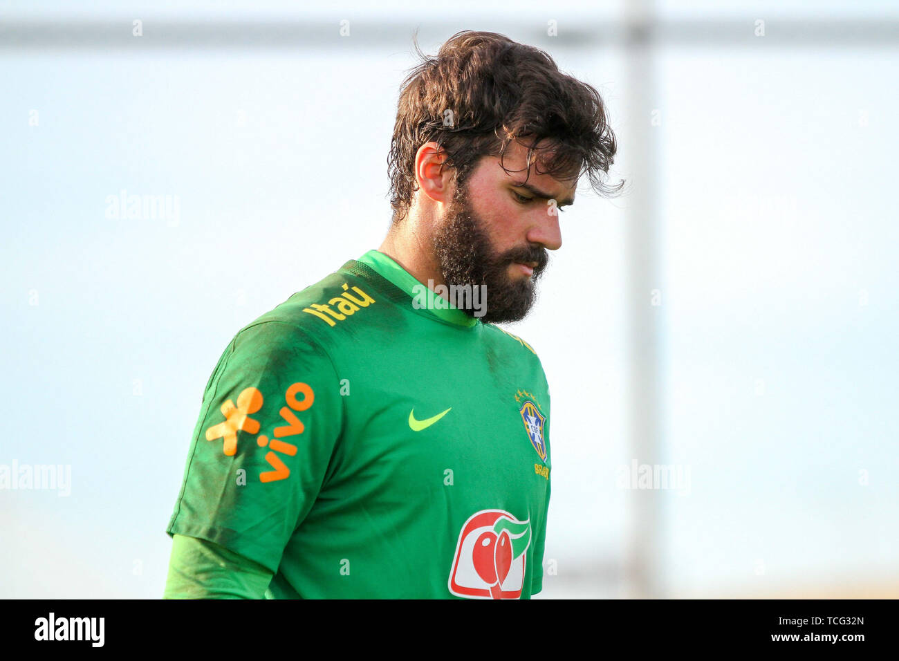 Porto Alegre, Brazil. 7th June, 2019. Training session of the Brazilian national football team - Alisson before their international game against Honduras on 9th June Credit: Action Plus Sports/Alamy Live News Stock Photo