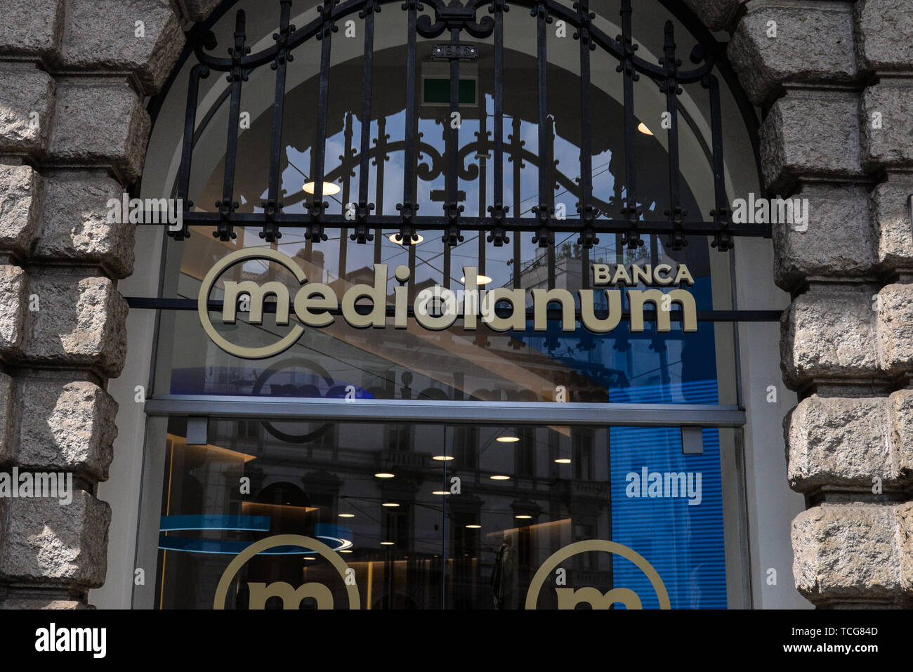 Milano, Italy. 8th June, 2019. Italian banking company, Banca Mediolanum  logo, listed in the MIB in Milan. Credit: Diego Puletto/SOPA Images/ZUMA  Wire/Alamy Live News Stock Photo - Alamy