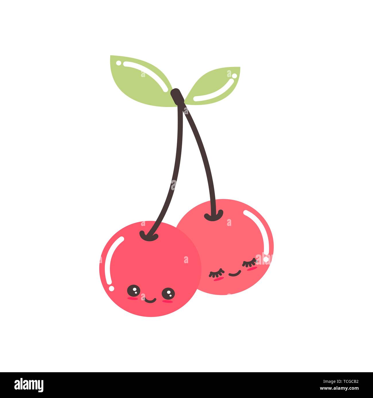 cute cartoon cherries character vector illustration isolated on white  background Stock Vector Image & Art - Alamy