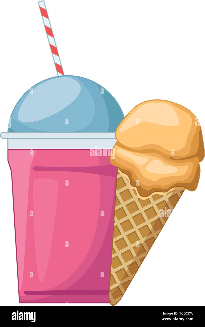 Delicious milkshake and ice cream cone Stock Vector Image & Art Alamy