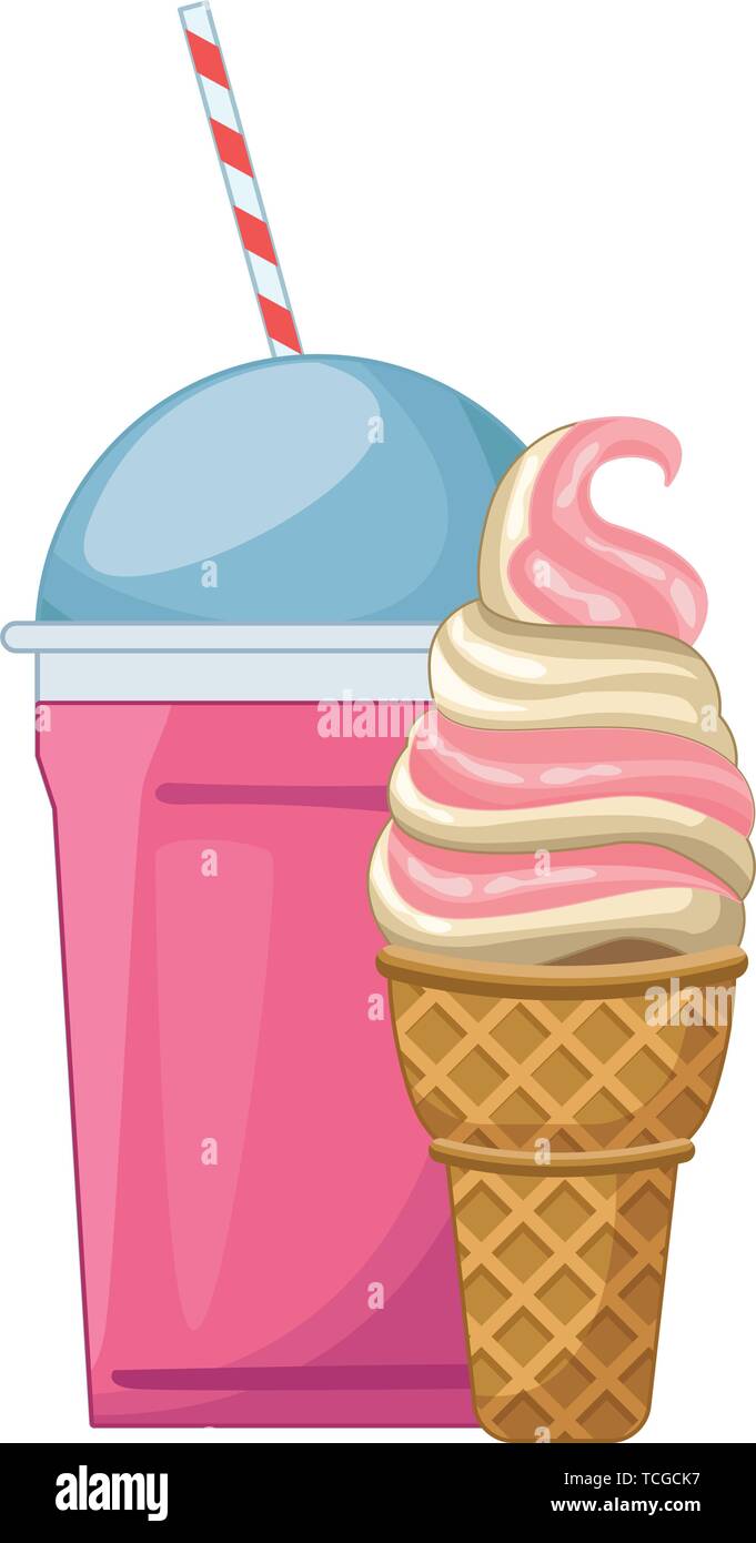 Delicious milkshake and ice cream cone Stock Vector Image & Art - Alamy