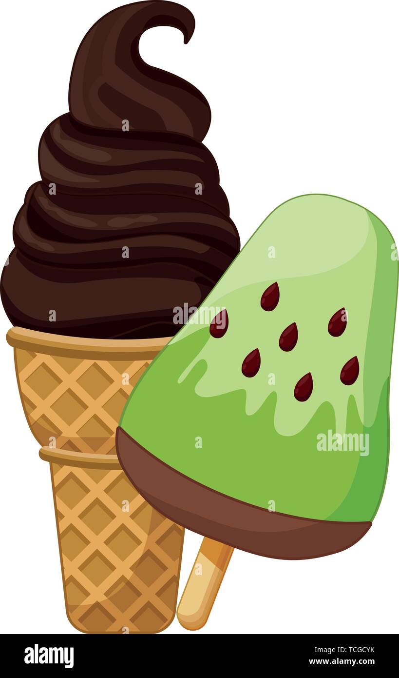 Delicious popsicle and ice cream Stock Vector