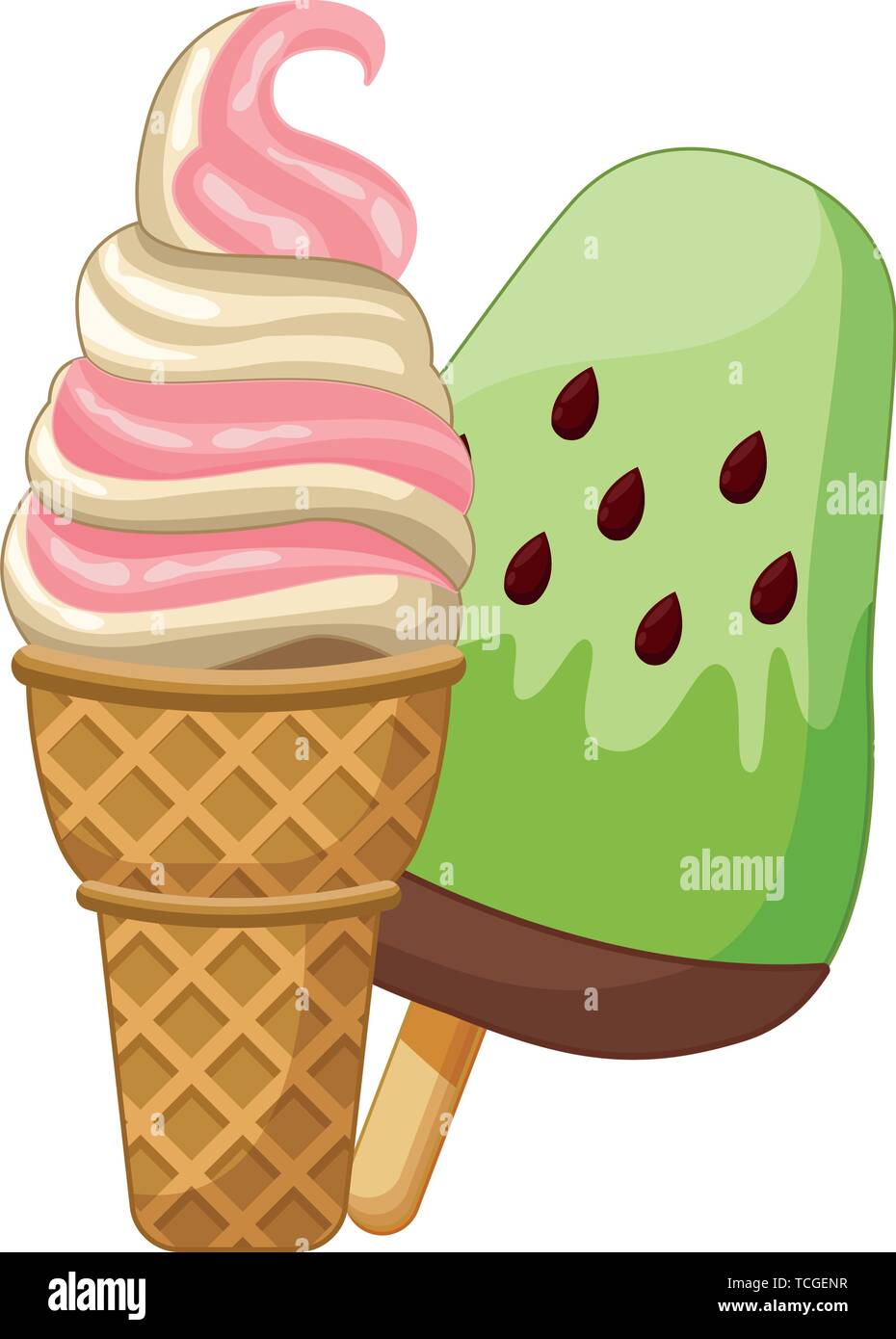 Delicious popsicle and ice cream Stock Vector