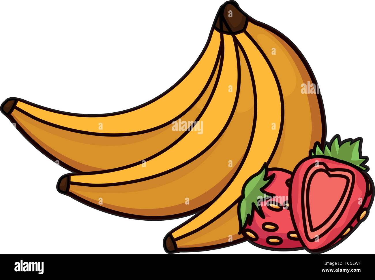 Bananas and strawberries fruits cartoon Stock Vector Image & Art Alamy