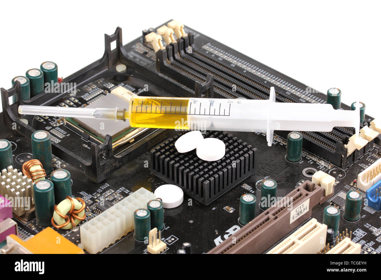 Motherboard on repairs Stock Photo - Alamy