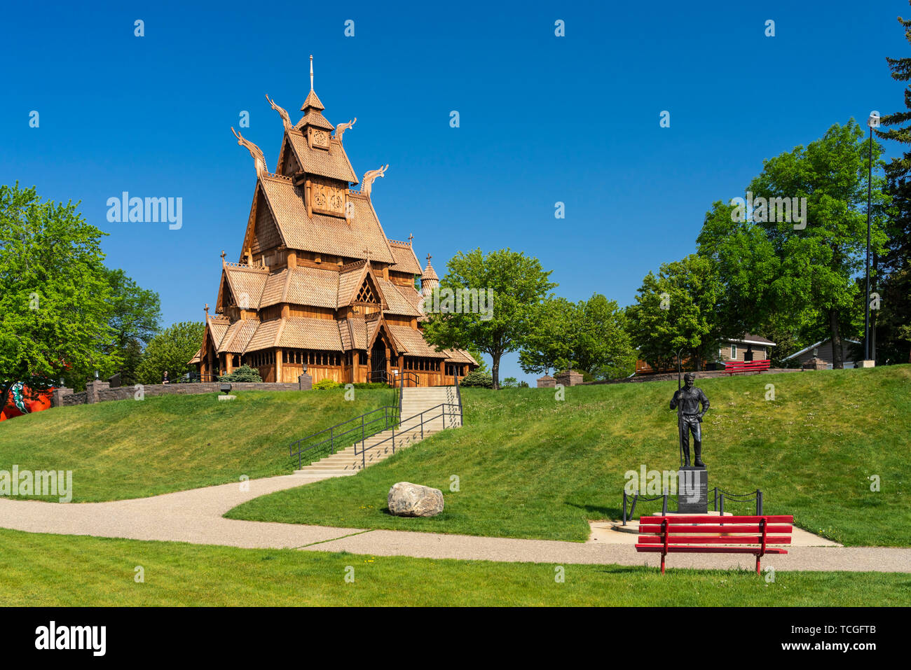 The Stave Church at the Scandinavian Heritage Park in Minot, North Dakota, USA. Stock Photo