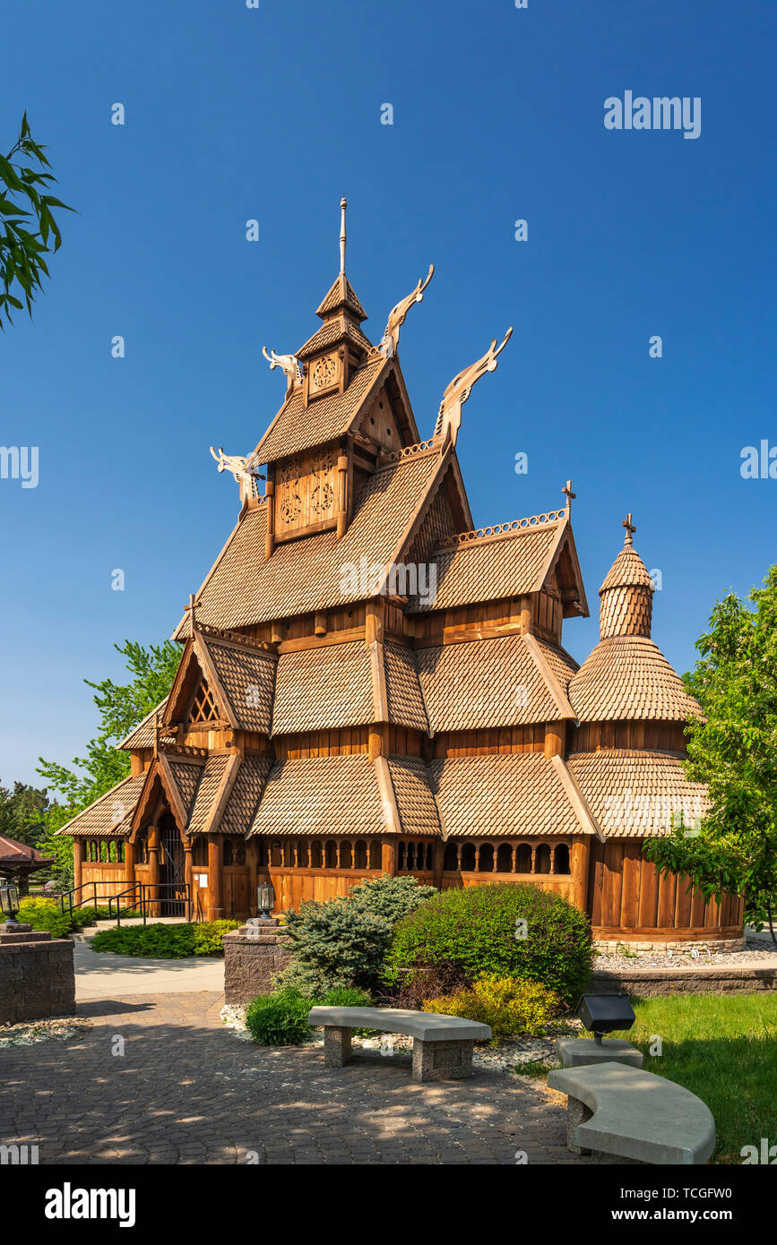 The Stave Church at the Scandinavian Heritage Park in Minot, North