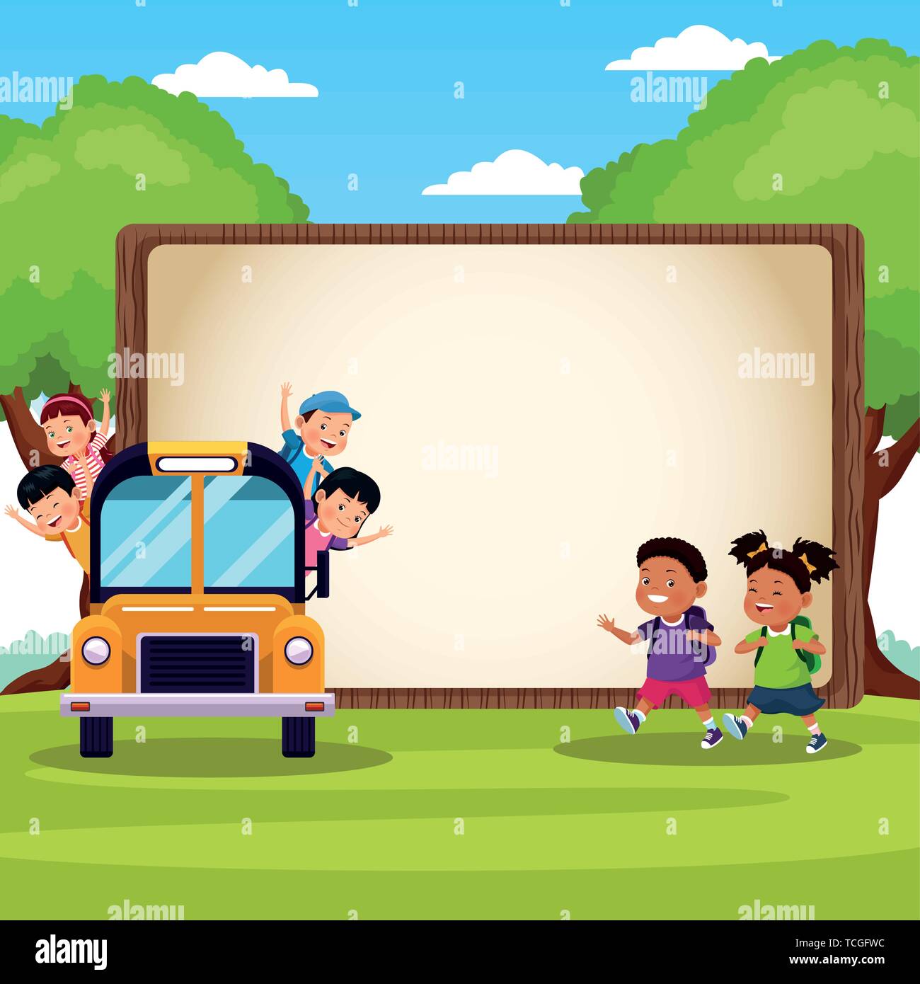 Back To School Kids Cartoons Stock Vector Image Art Alamy