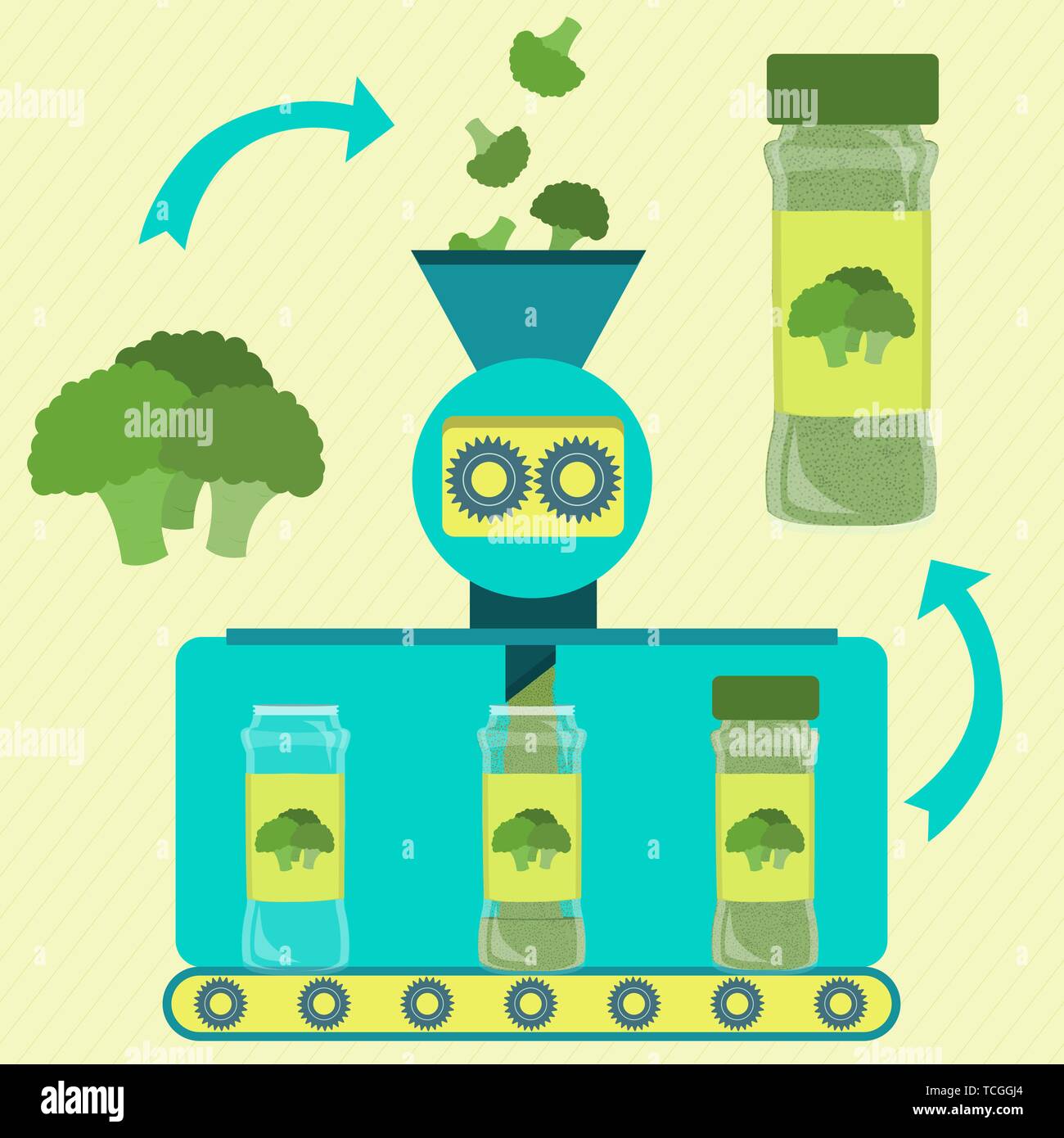 Broccoli powder line series production. Factory of broccoli powder
