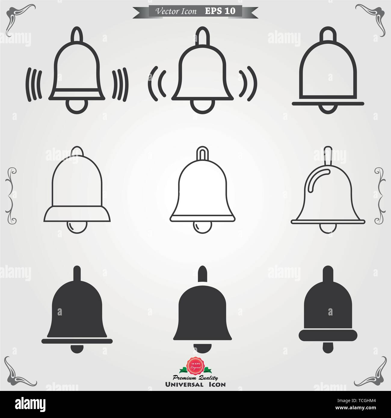 Bell Icon in trendy flat style isolated on grey background ...