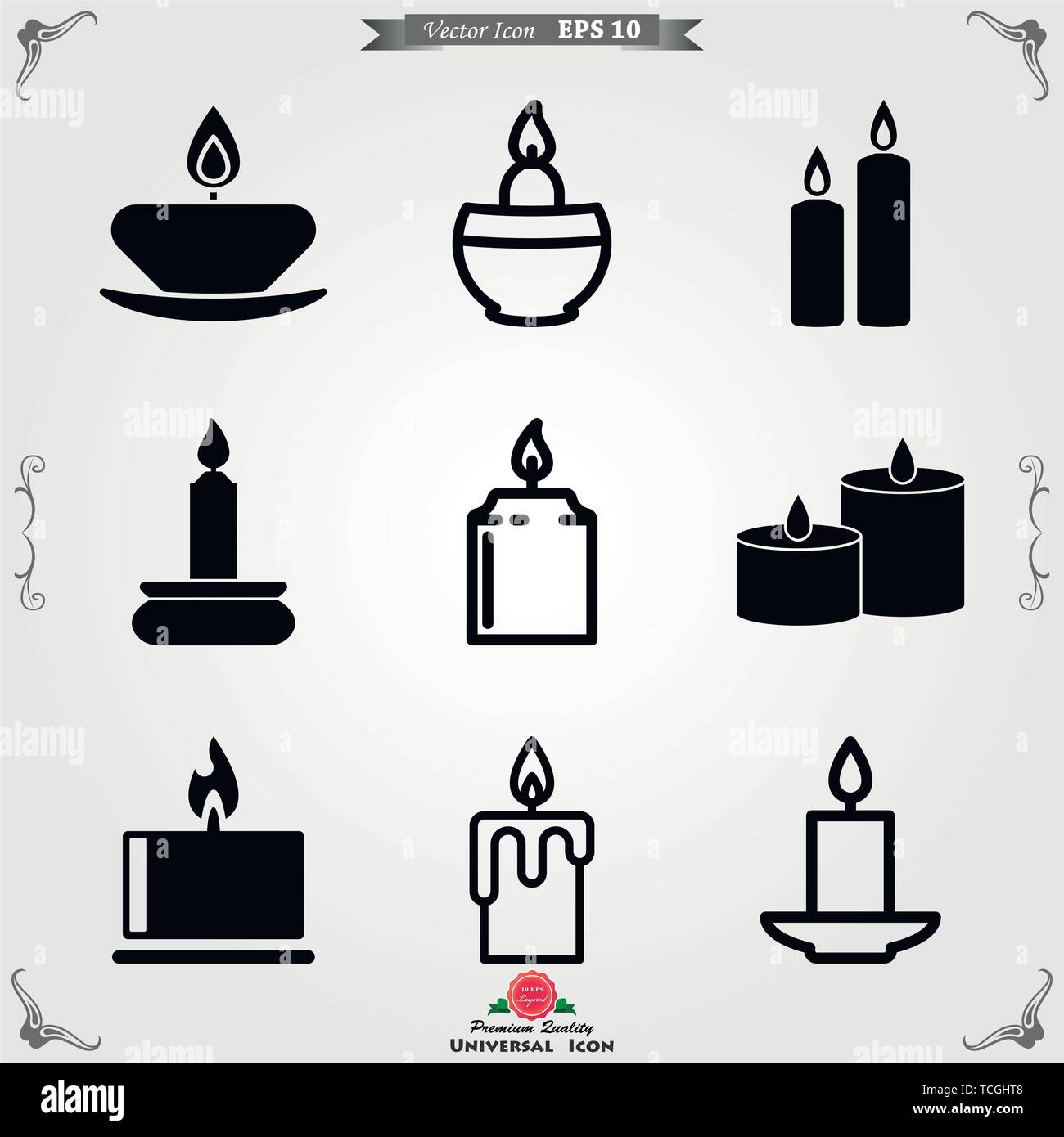 Candle line icon. Candles, holder, flame. Light concept Stock Vector ...