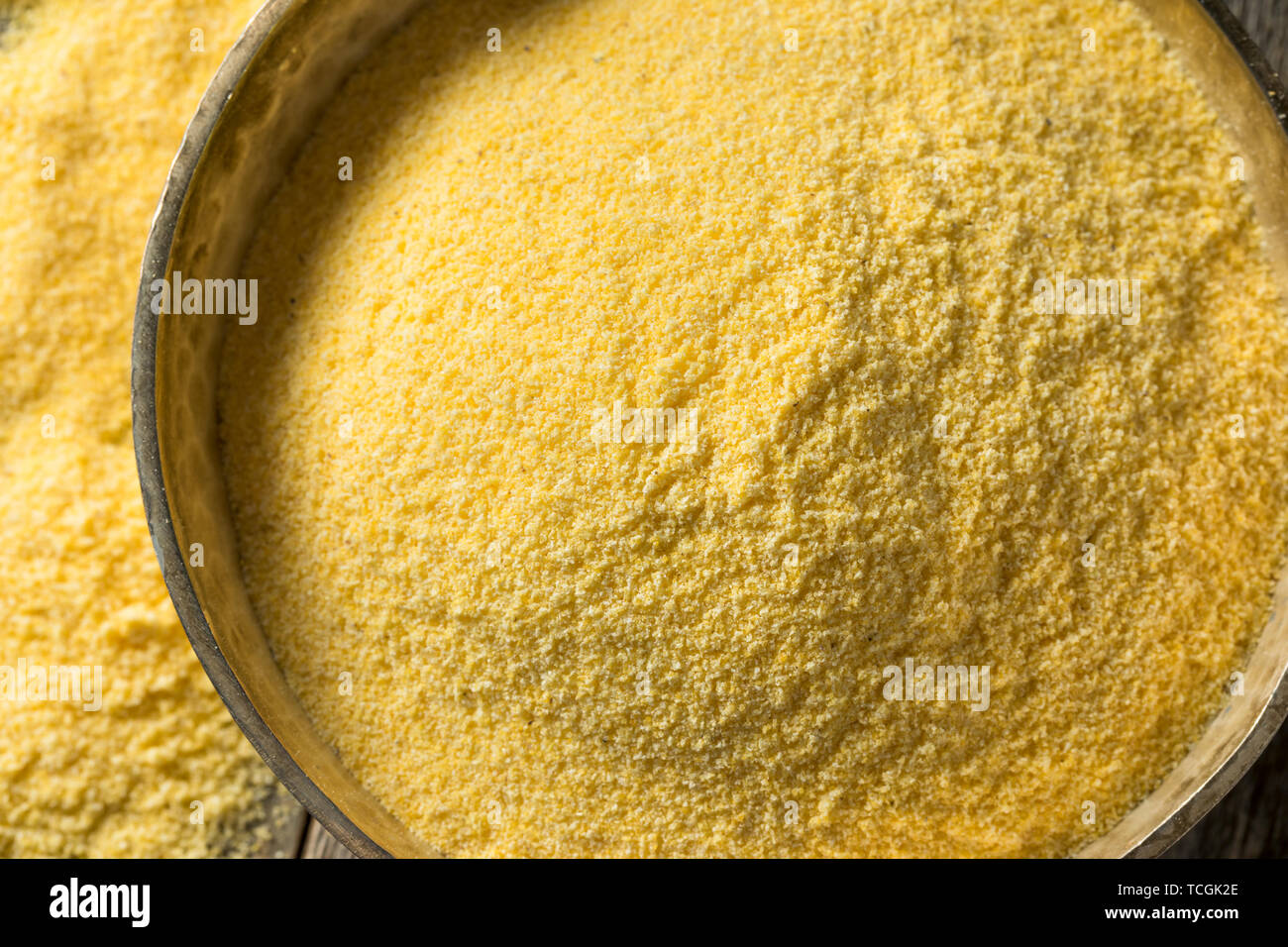 Raw Organic Masarepa Corn Meal in a Bowl Stock Photo