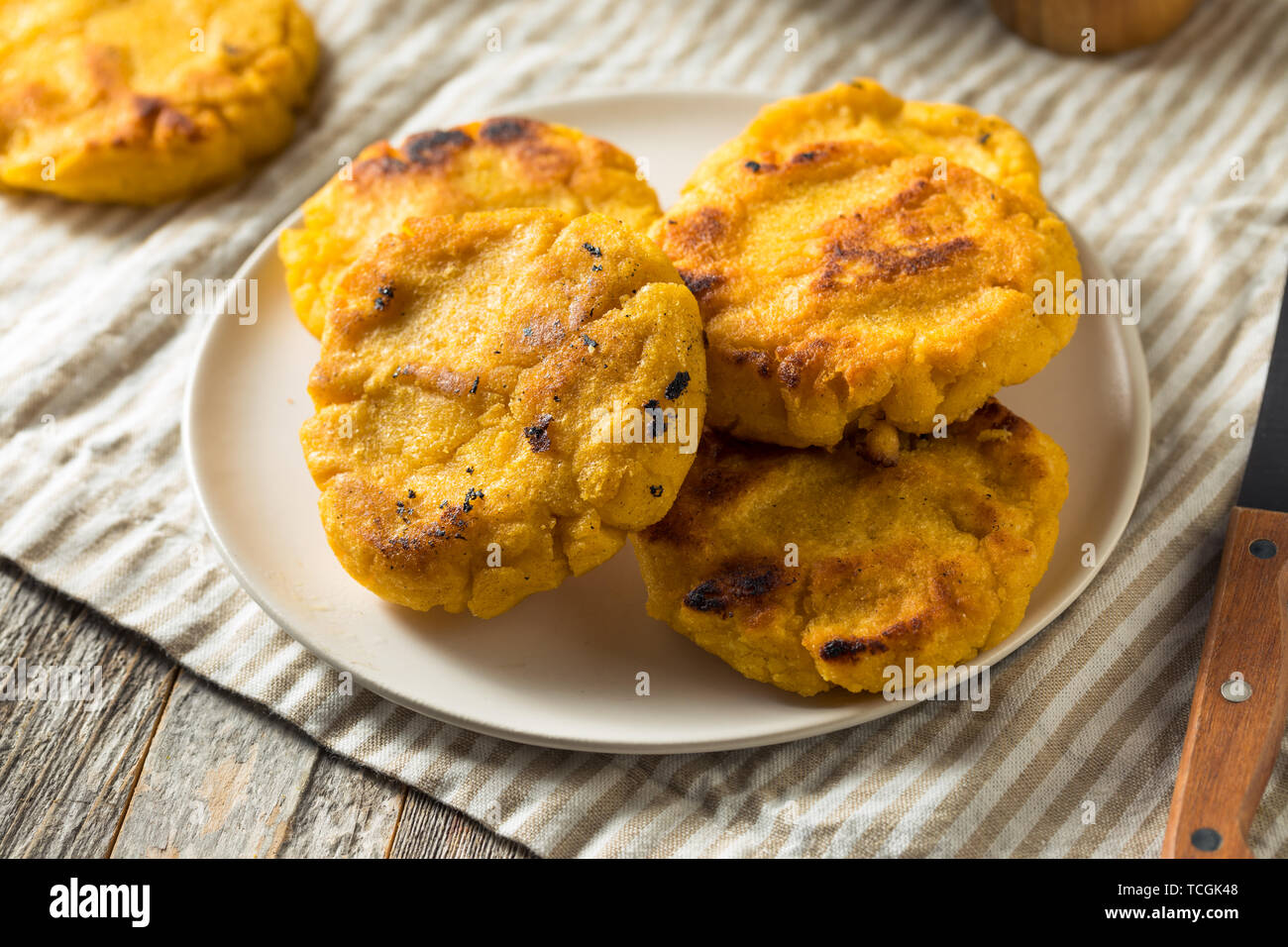 Homemade Corn Meal Arepas Ready to Eat Stock Photo - Alamy