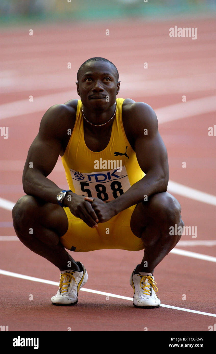 Stade de France Saint Denis near Paris 25.8.2003, IX World Championships in Athletics ---- Eric Nkansah (GHA), 100m Stock Photo
