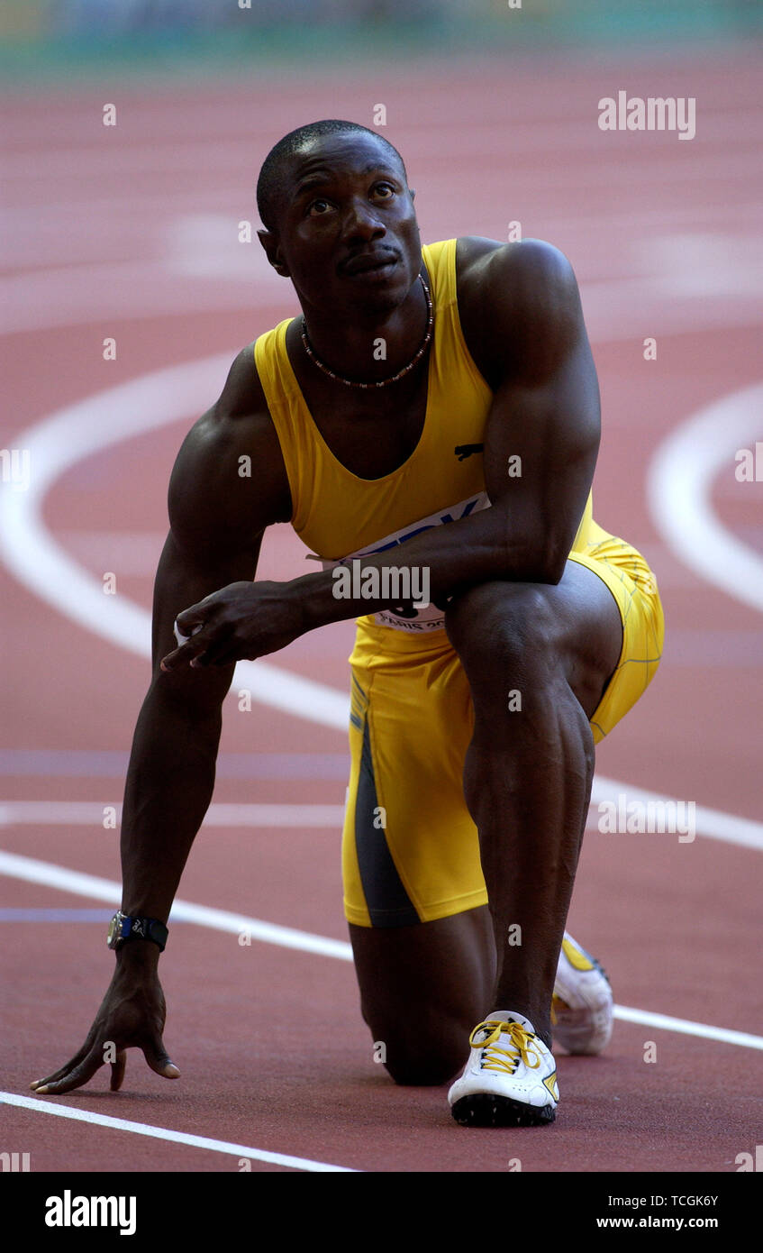 Stade de France Saint Denis near Paris 25.8.2003, IX World Championships in Athletics ---- Eric Nkansah (GHA), 100m Stock Photo