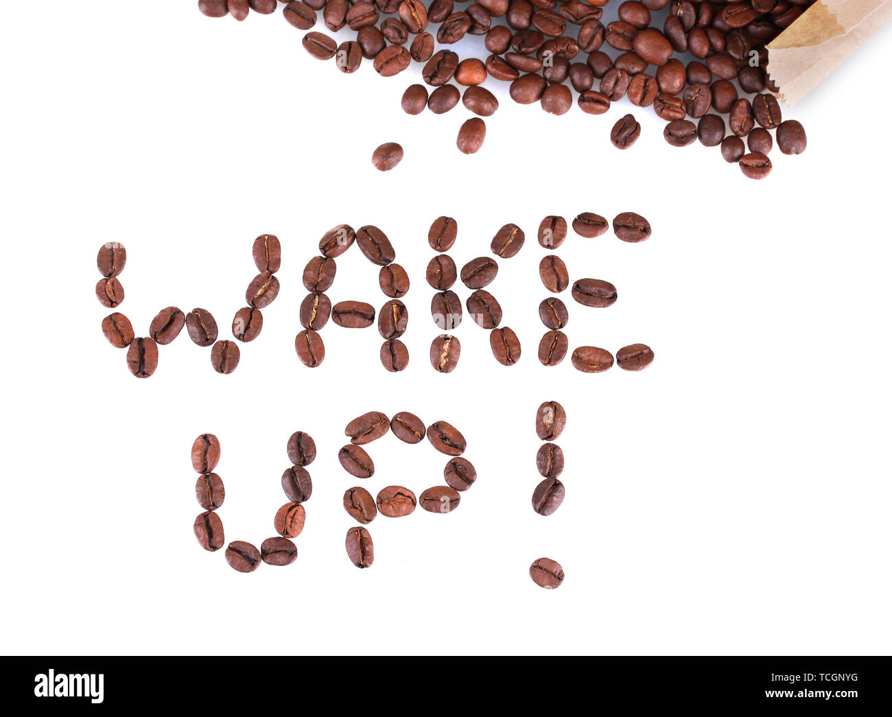 Composition of coffee beans. Wake up Stock Photo Alamy